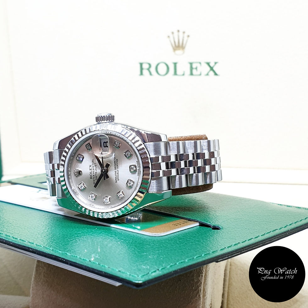 Thumbnail: Rolex OP 10PT Big Diamonds Silver Ladies Datejust REF: 179174 (2015)