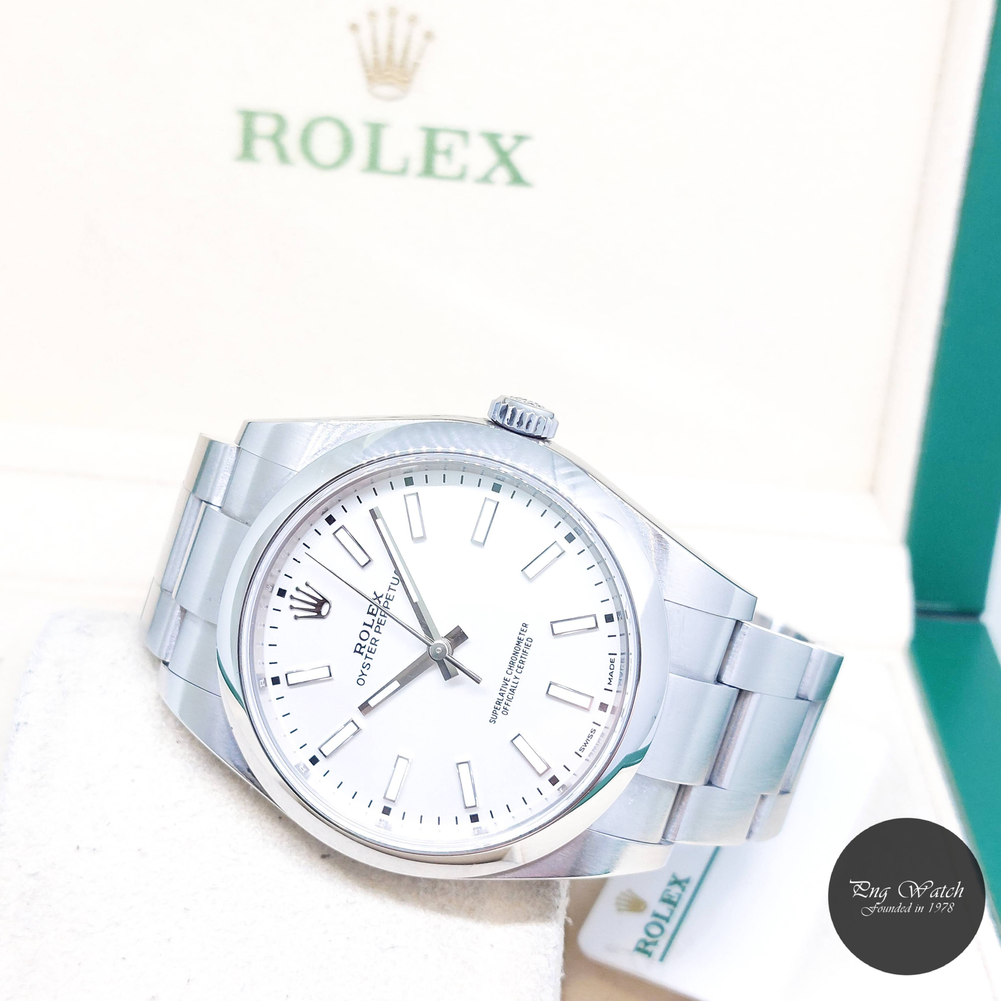 Rolex 39mm White Indexes Oyster Perpetual REF: 114300 (Jan 2019)