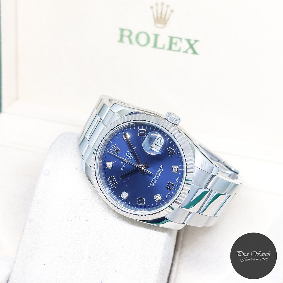 Thumbnail: Rolex 34mm Blue Diamonds Dial Oyster Perpetual Date REF: 115234 (Z Series)