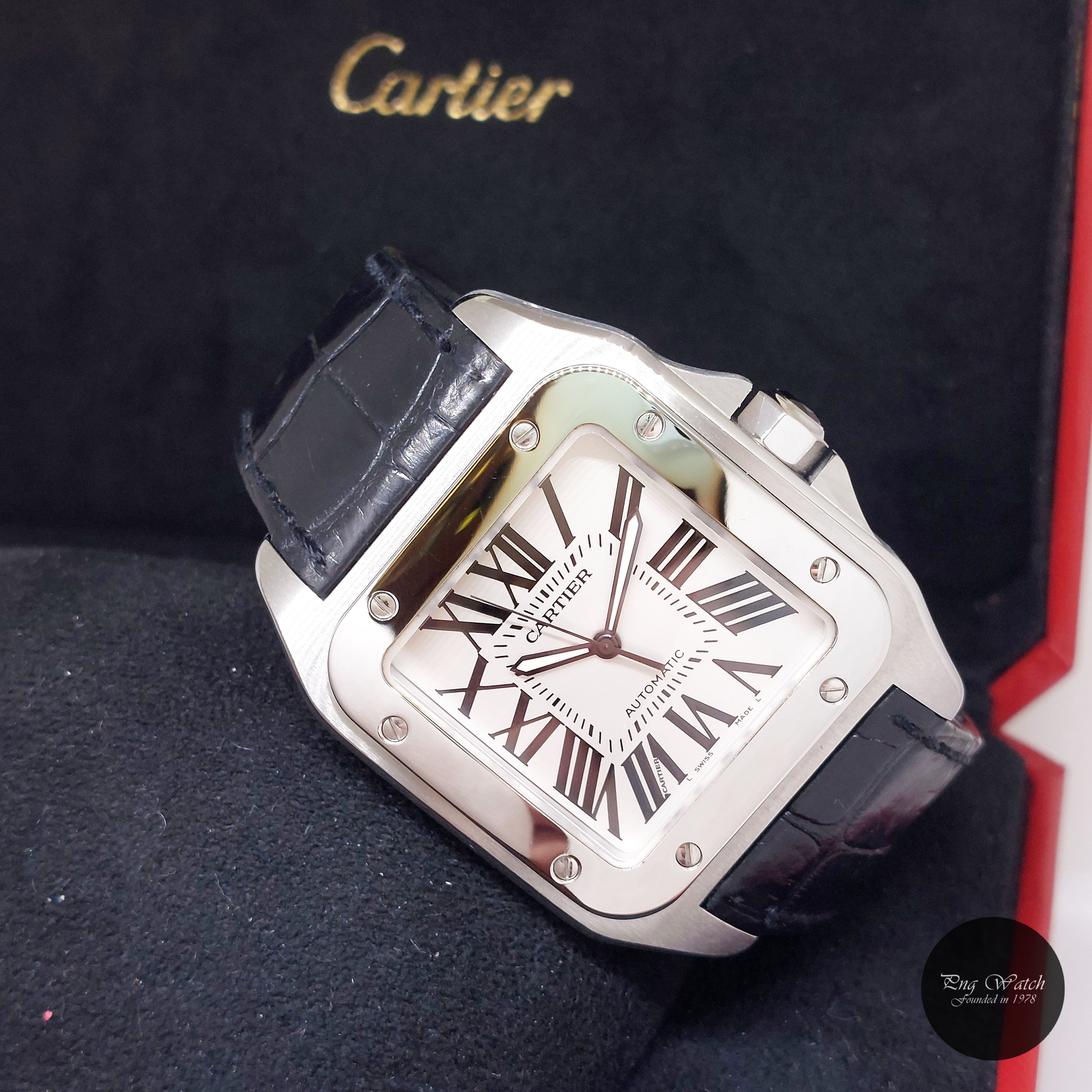 Cartier 51mm X 41mm Silver Opaline Dial Santos 100 Large REF: W20073X8 (2013)