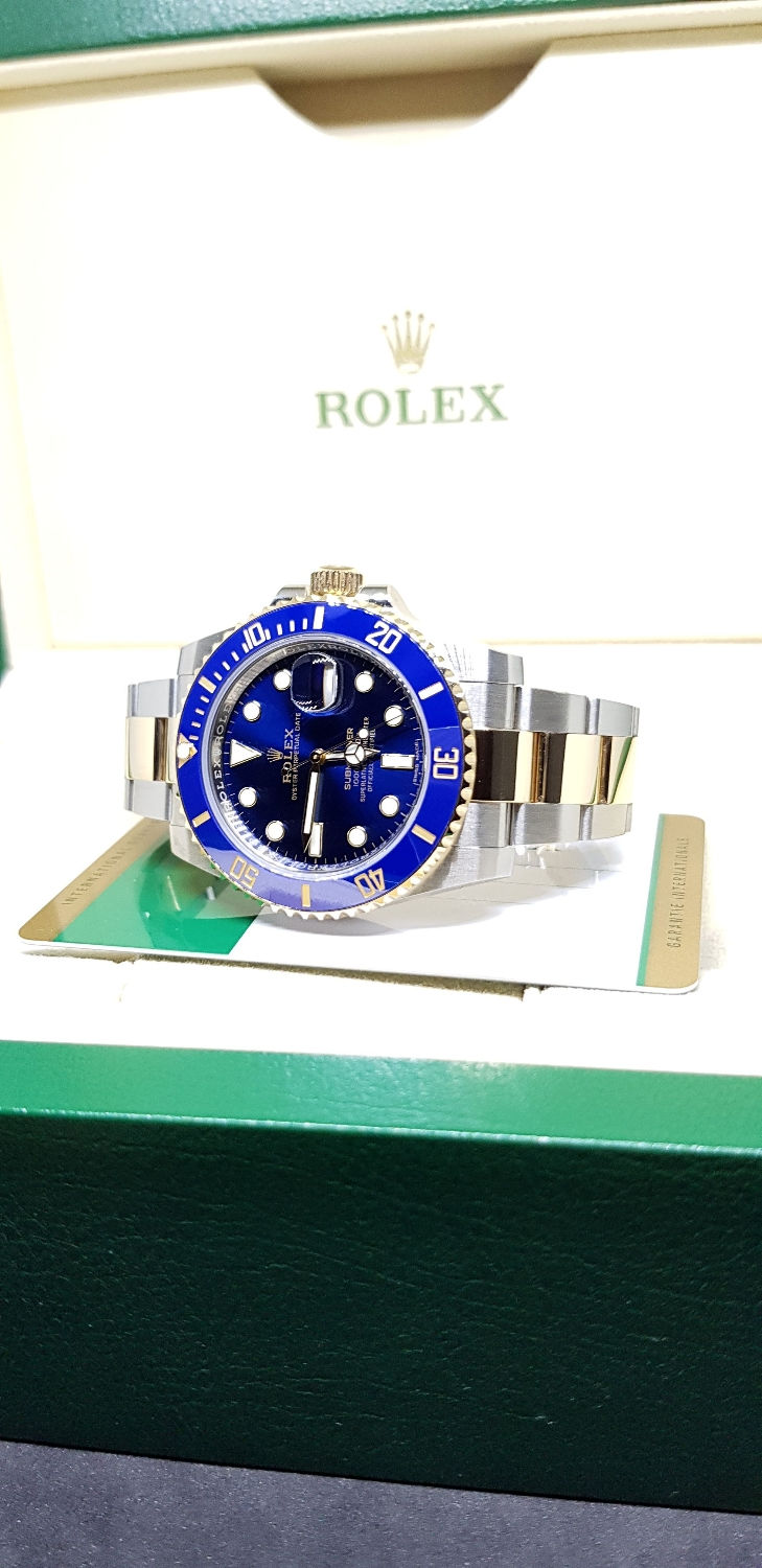 Thumbnail: Rolex 18K Half Gold Sunburst Blue Submariner REF: 116613LB