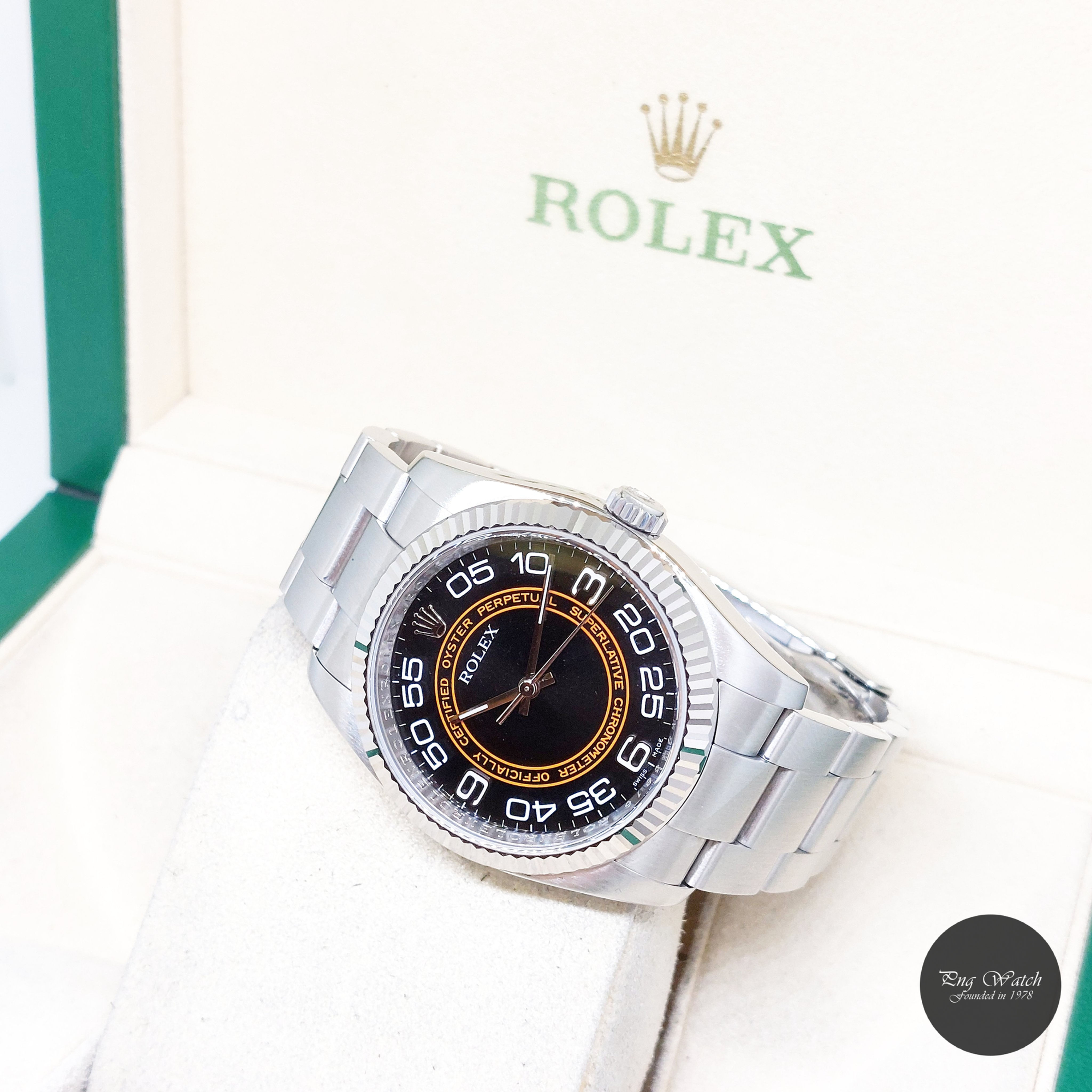 Rolex 36mm Black Arabic "Harley Davidson" Dial Oyster Perpetual REF: 116034 (M)