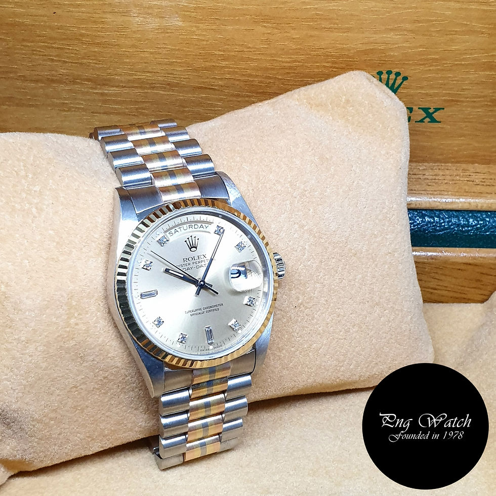 Thumbnail: Rolex 18K Full Gold "Tridor" OP Champagne Vignette Day-Date REF: 18239BIC