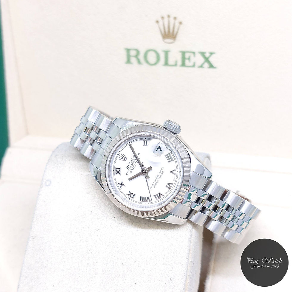 Thumbnail: Rolex 26mm Oyster Perpetual White Roman Lady Datejust REF: 179174 (M Series)