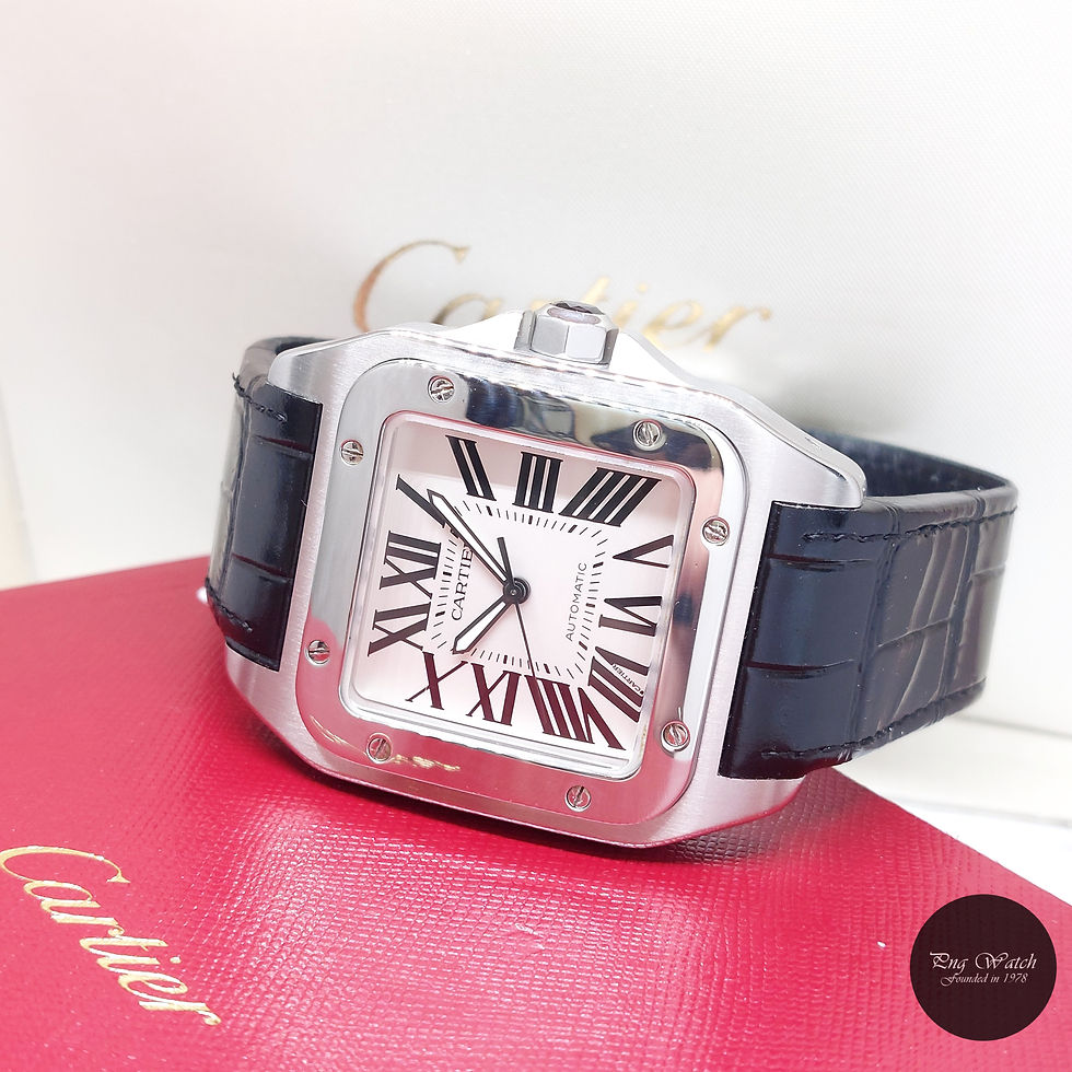 Thumbnail: Cartier 51mm X 41mm Silver Opaline Dial Santos 100 Large REF: W20073X8 (2014)