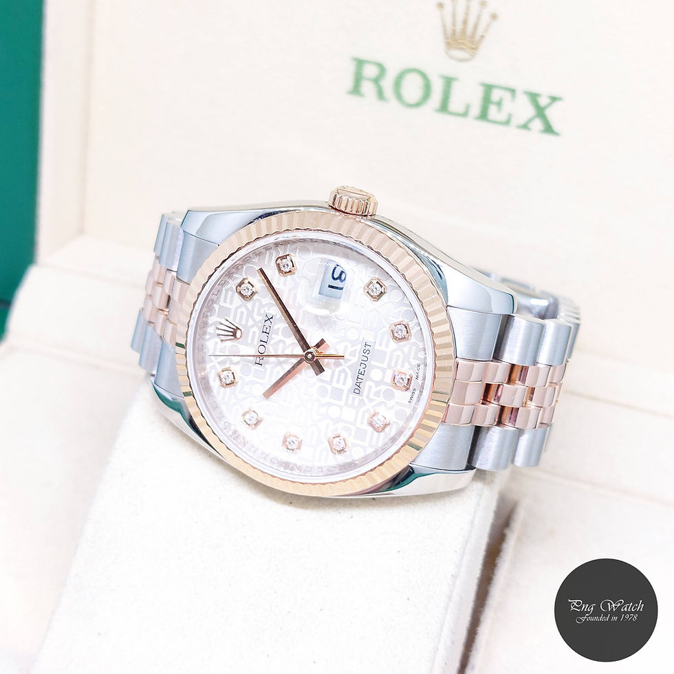Thumbnail: Rolex 36mm 18K Half Rose Gold Silver Jubilee Diamonds Dial Datejust REF: 116231