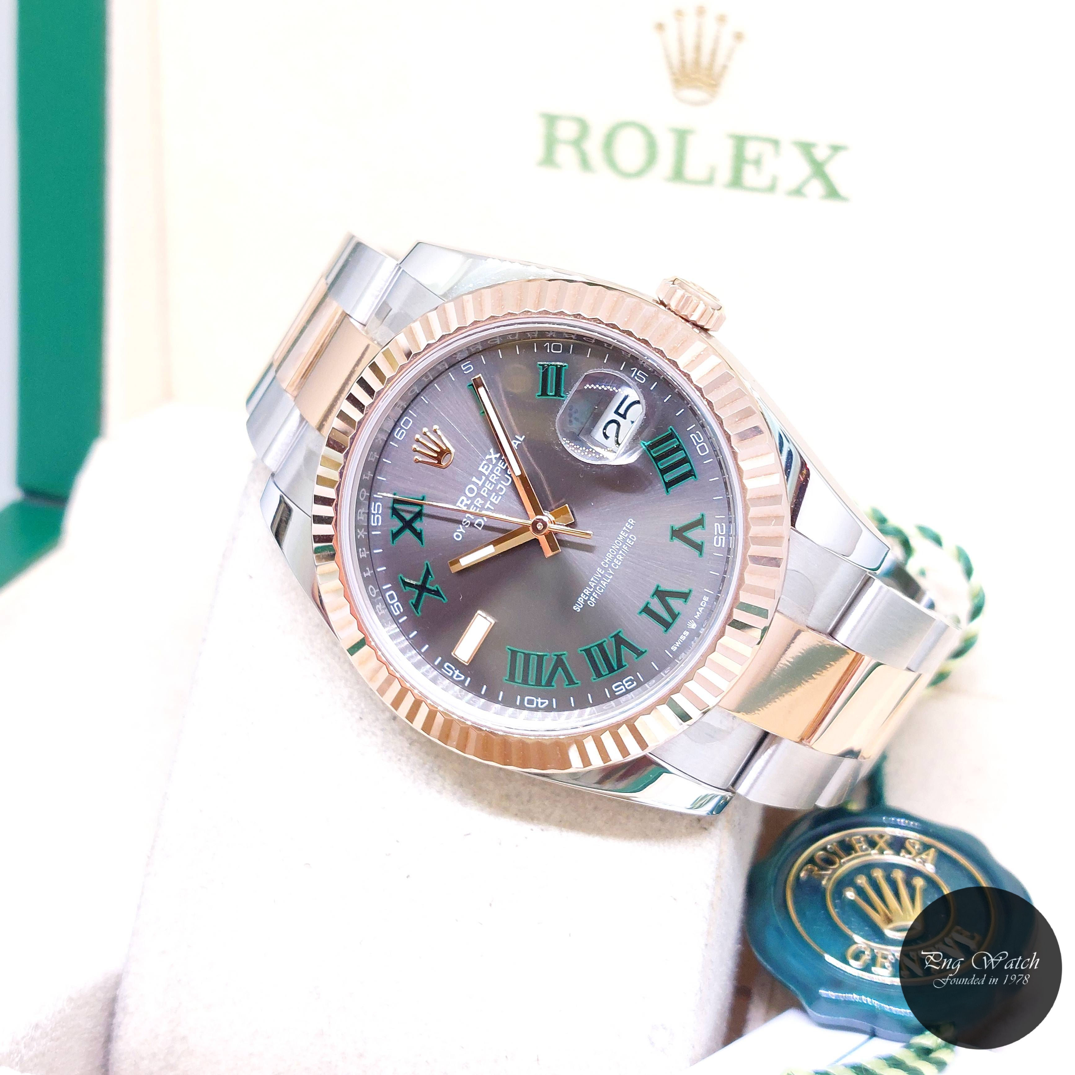 Rolex 41mm 18K Half Rose Gold Grey Wimbledon Roman Datejust REF: 126331 (2021)