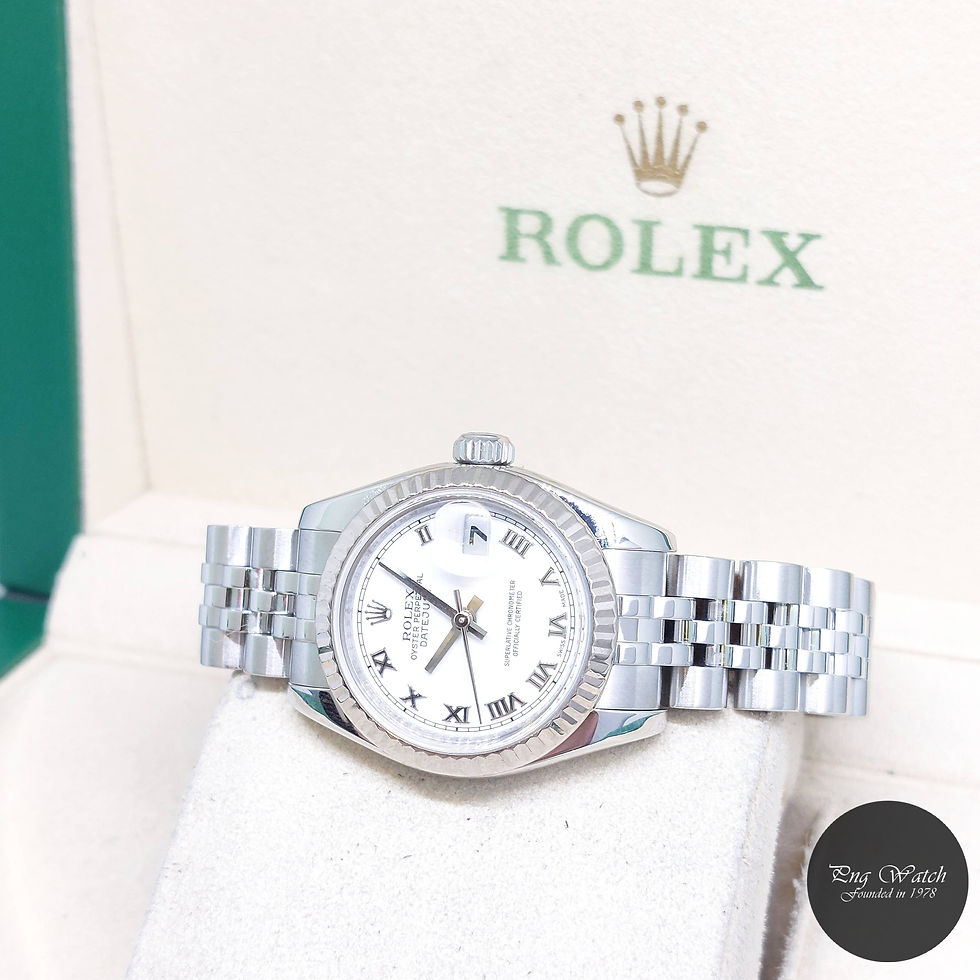 Thumbnail: Rolex 26mm Oyster Perpetual White Roman Lady Datejust REF: 179174 (M Series)