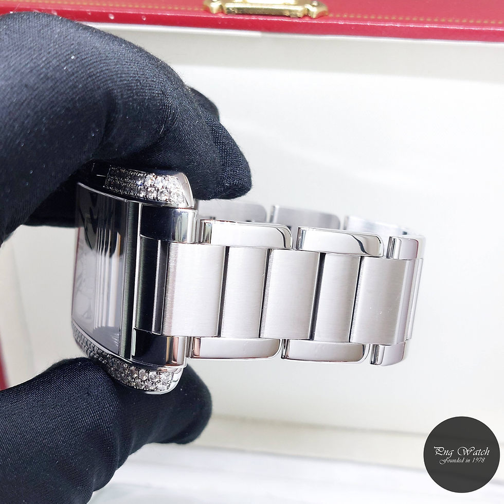 Thumbnail: Cartier 47 X 36.2 Silver Roman Diamonds Set Tank Anglaise XL REF: W5310008