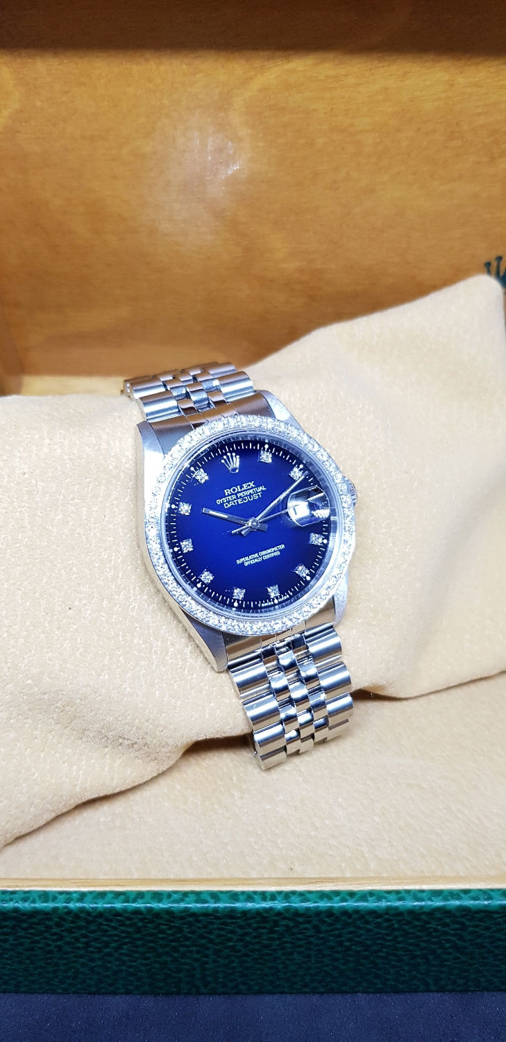 Thumbnail: Rolex 10PT Diamonds Blue Ombre Datejust REF: 16234