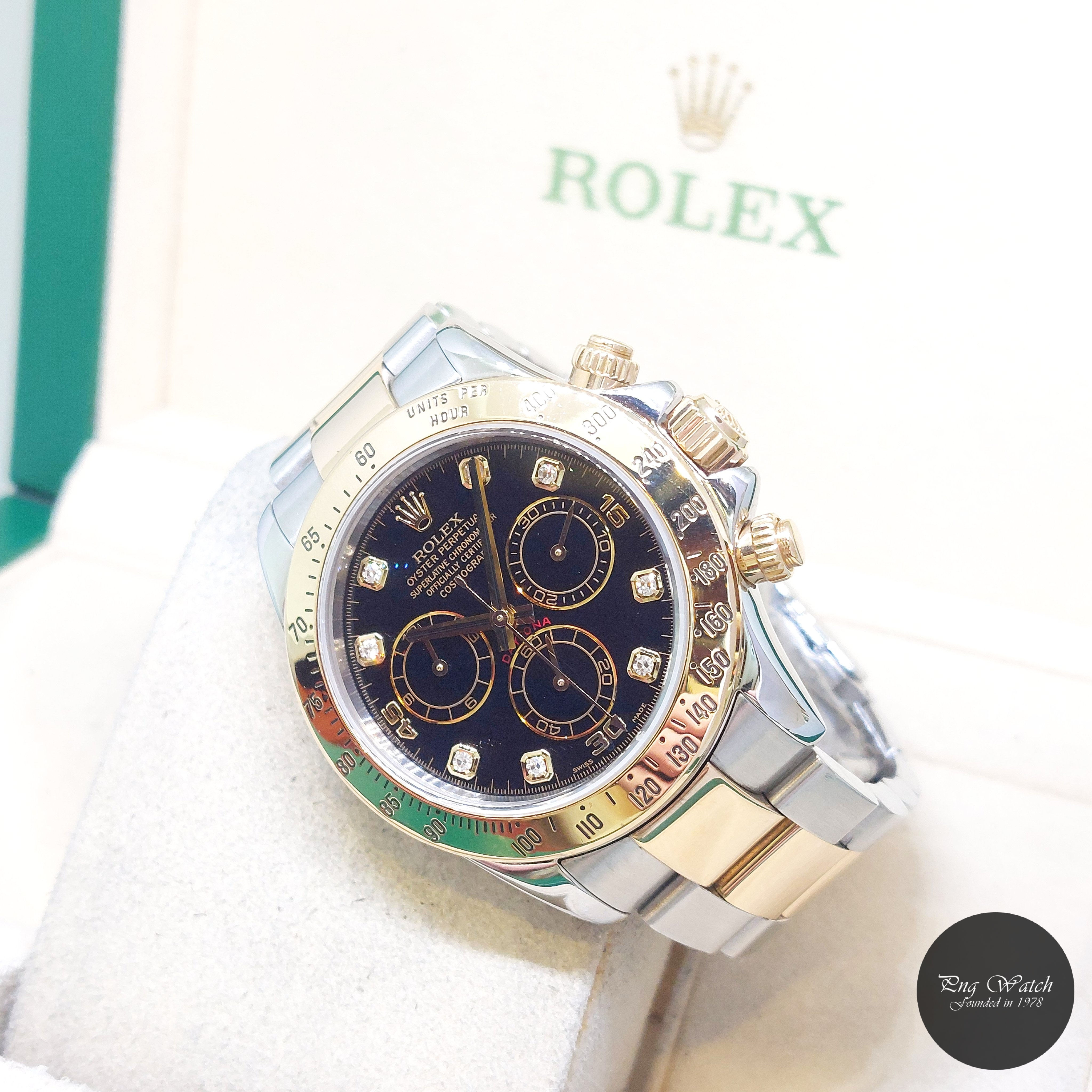 Rolex 40mm 18K Half Yellow Gold Black Diamonds Daytona REF: 116523 (Z)