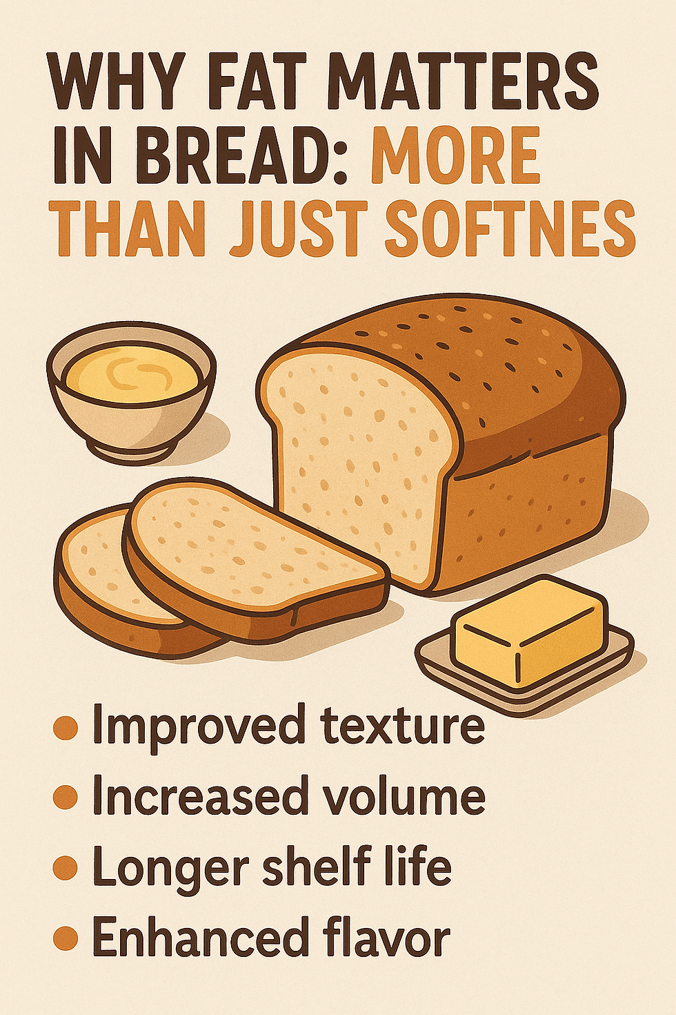 Fat does more than soften bread. Learn how it affects dough strength, texture, volume, and shelf life in your homemade loaves.