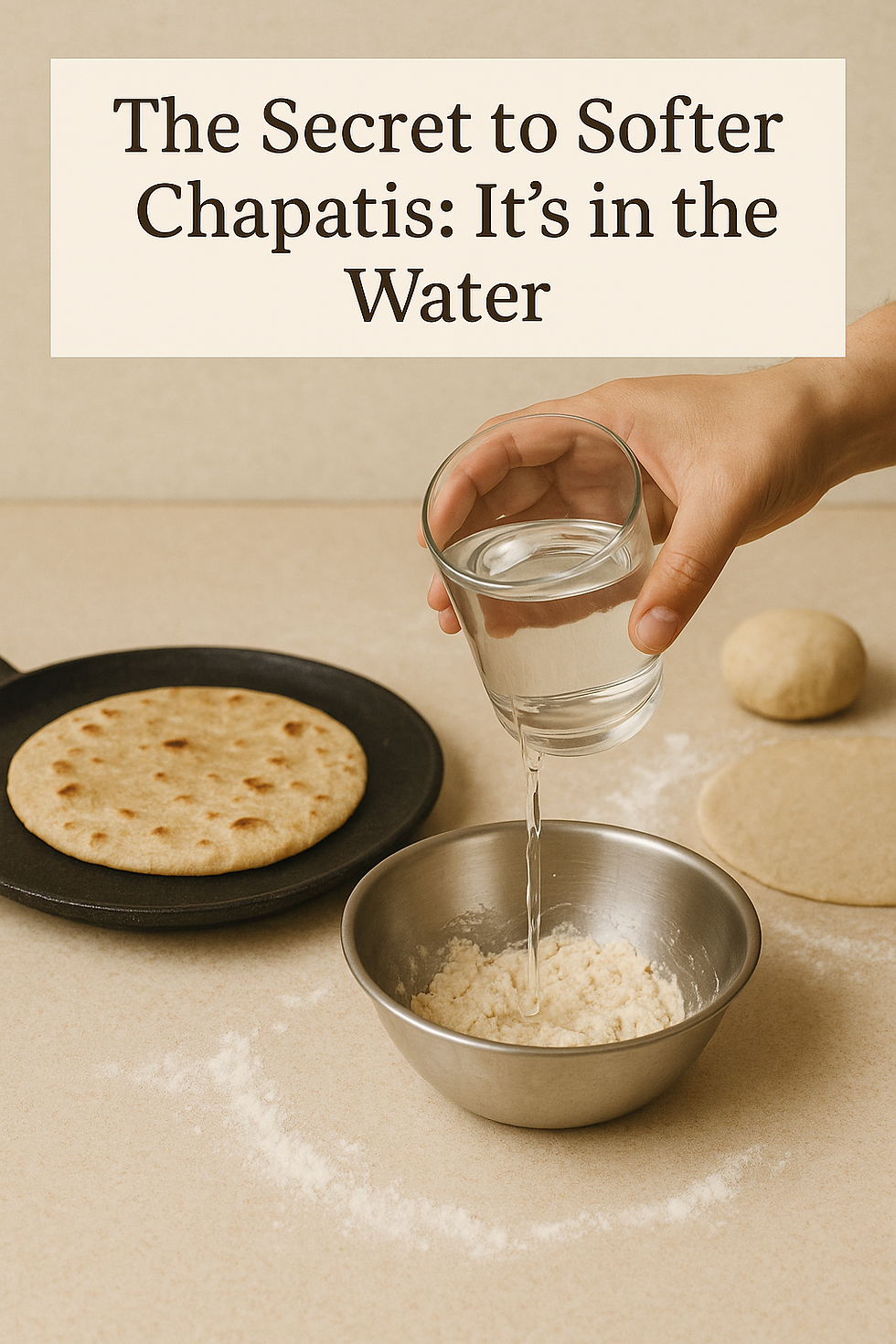 Struggling with dry or hard rotis? Discover how water quantity and quality affect softness, elasticity, and texture in chapati dough.