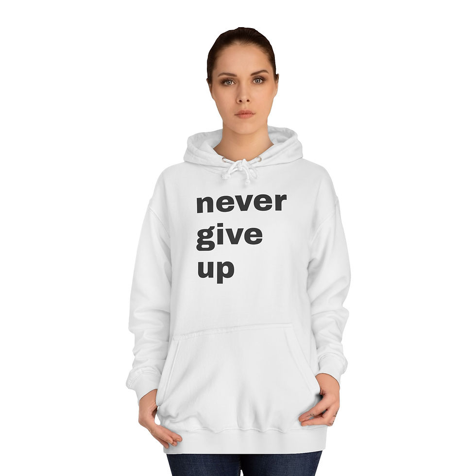 Thumbnail: Never Give Up Hoodie — Motivational College Pullover with Green 'H' Athlete Logo