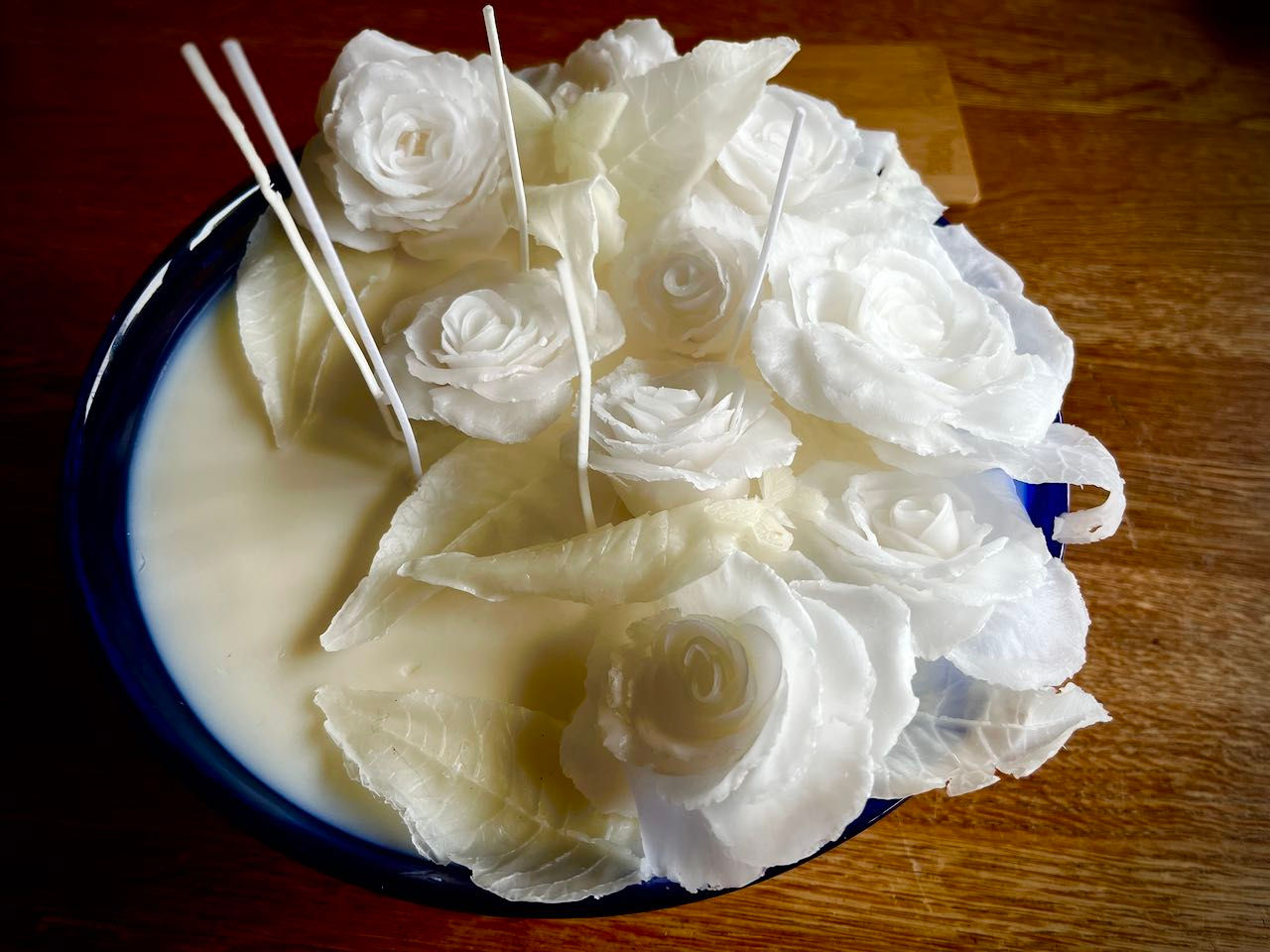 Handmade celebration Candle with Roses