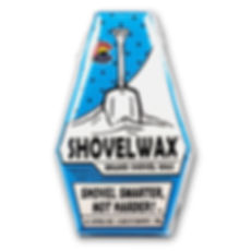 Shovelwax™ brand shovel wax. The solution to snow sticking to snow shovels.