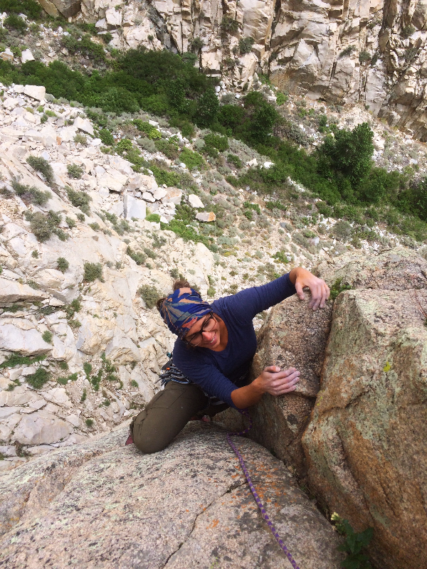 Reaching the top of Supergrinder (2 pitch 10.d)