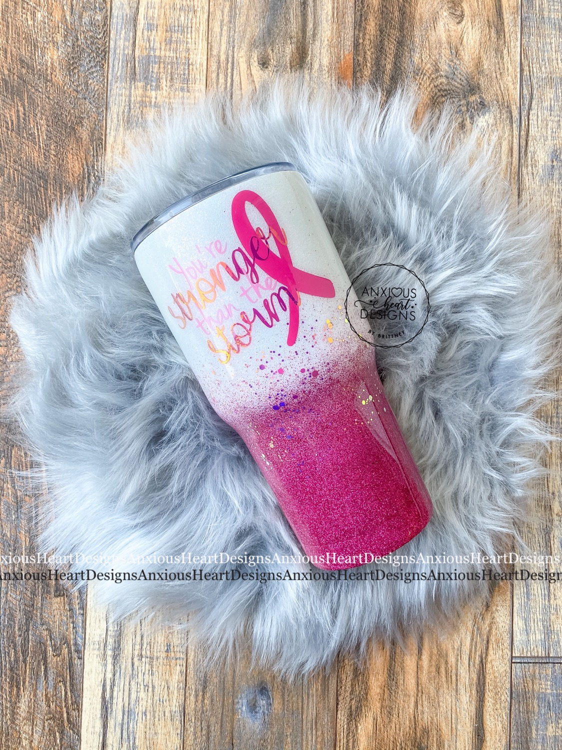Be Stronger Than The Storm - Cancer Awareness Glitter Tumbler