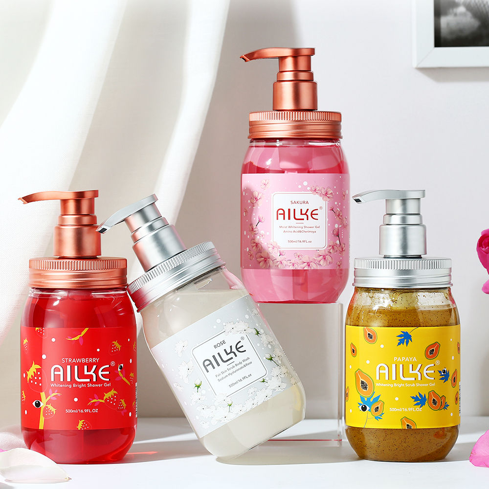AILKE Bath foam female Whitening brightening Scrub fragrant body wash skin ca