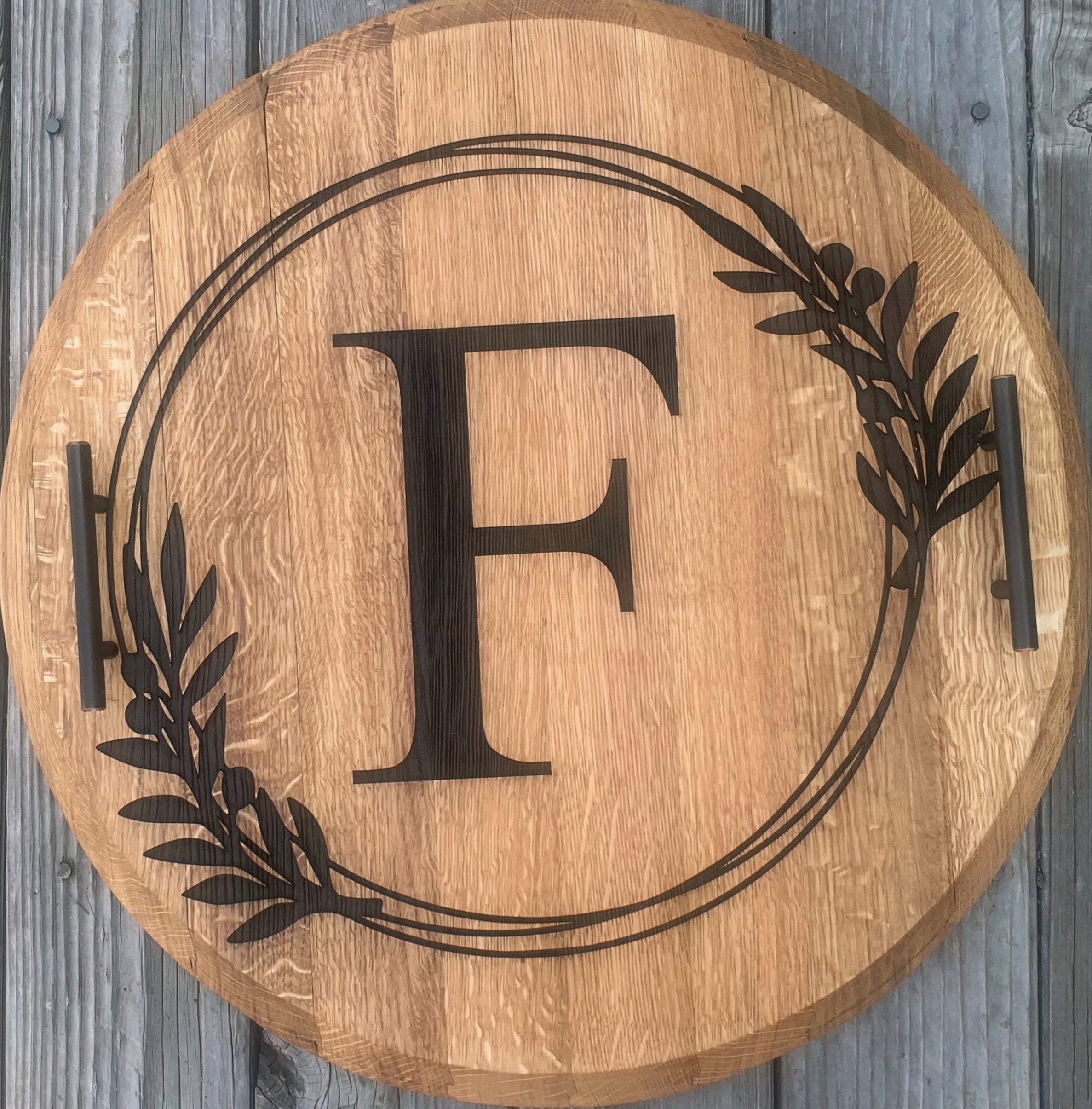 Wine Barrel End Charcuterie Board