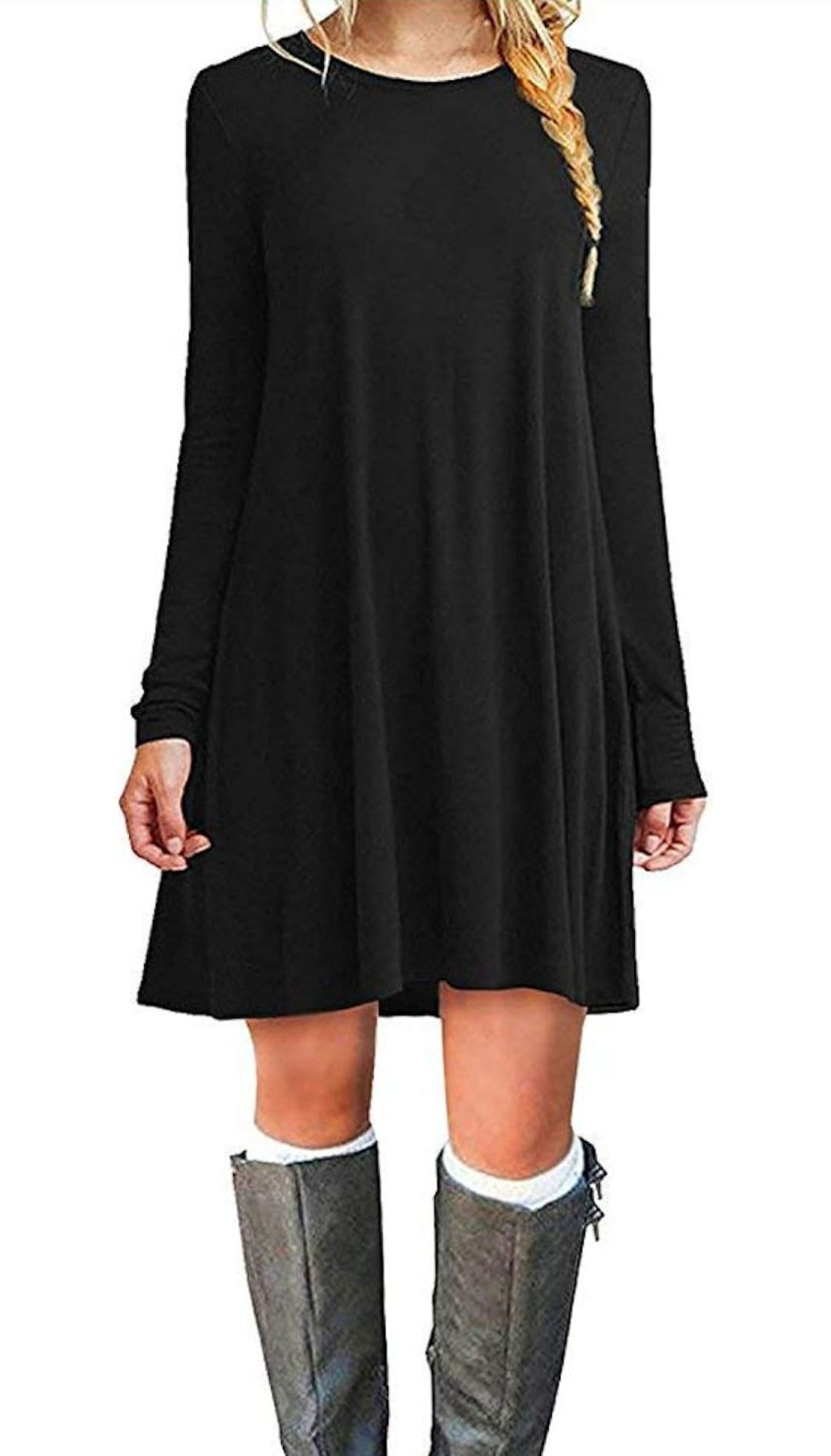 Women's Casual Plain Fit Flowy Simple Swing T-Shirt Loose Tunic Dress¡