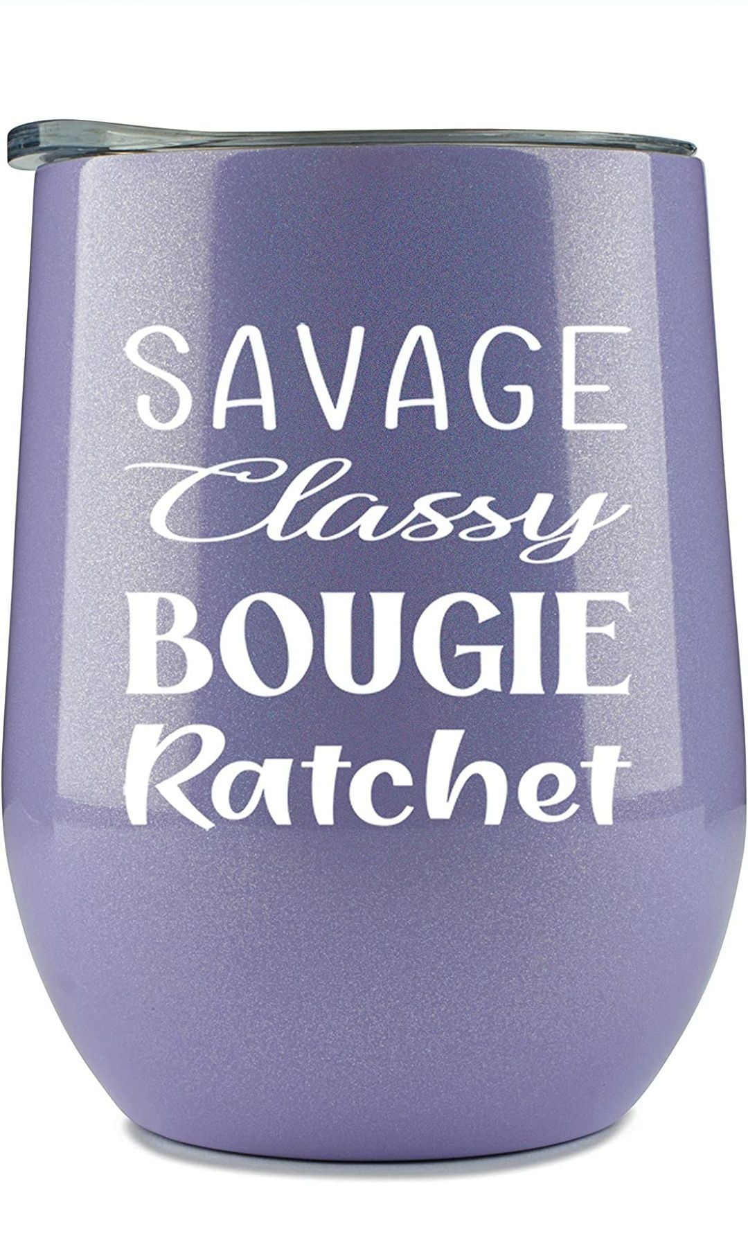 Sassy, Classy, Bougie, Rachet- Glitter Purple 12oz Tumbler/Mug