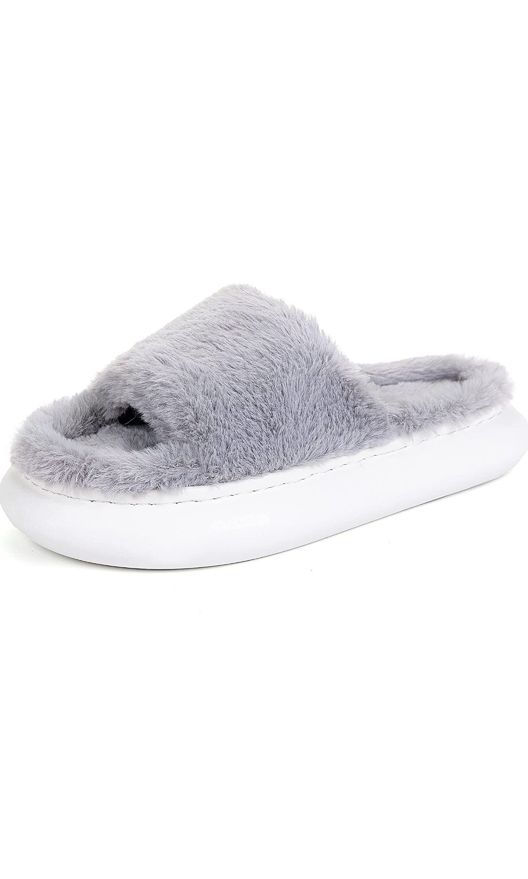 Womens Fuzzy House Slippers Winter Warm Scuff Slipper Open Toe Memory Foam Cozy 