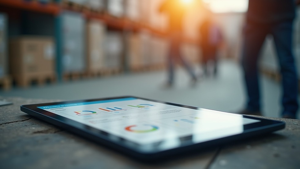 Close-up view of a digital tablet showing inventory management software