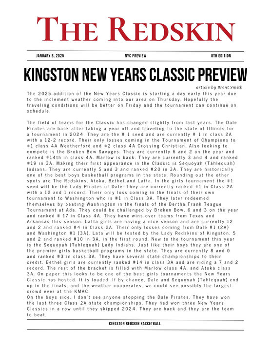 The Redskin- New Years Classic Preview & Round 1 - January 8, 2025