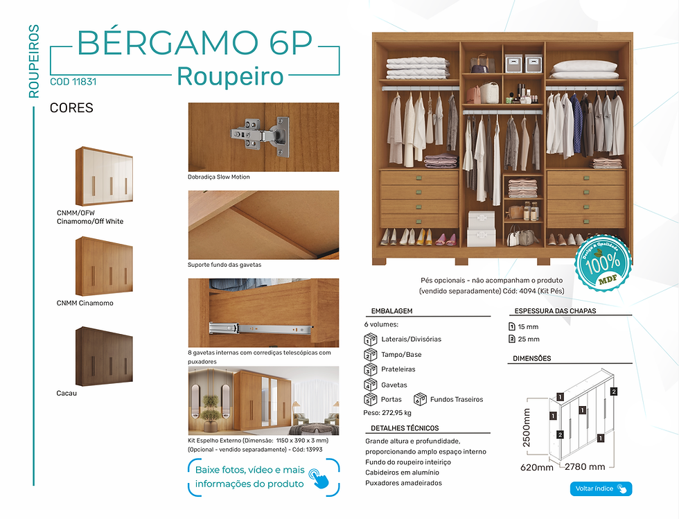 Roupeiro Bérgamo 6P