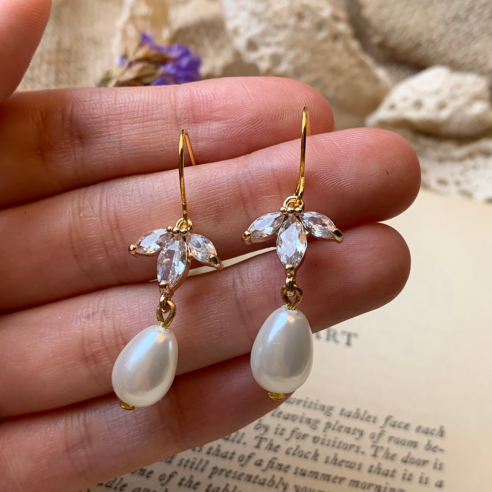 Thumbnail: Pearl Drop Earrings, Art Deco Bridal Earrings