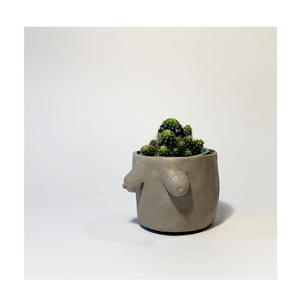 Thumbnail: Arty Handmade Boob Pot- Grey