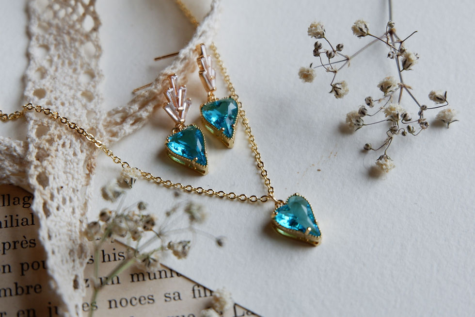 Thumbnail: Ocean Blue Heart Shape Necklace
