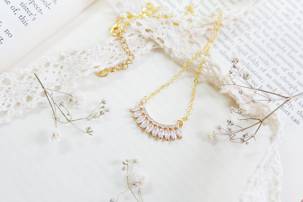 Thumbnail: Zirconia Herringbone Necklace