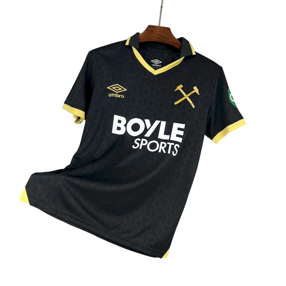 Camisa do West Ham 2025/26 III Modelo Torcedor c/Patrocínio Preta