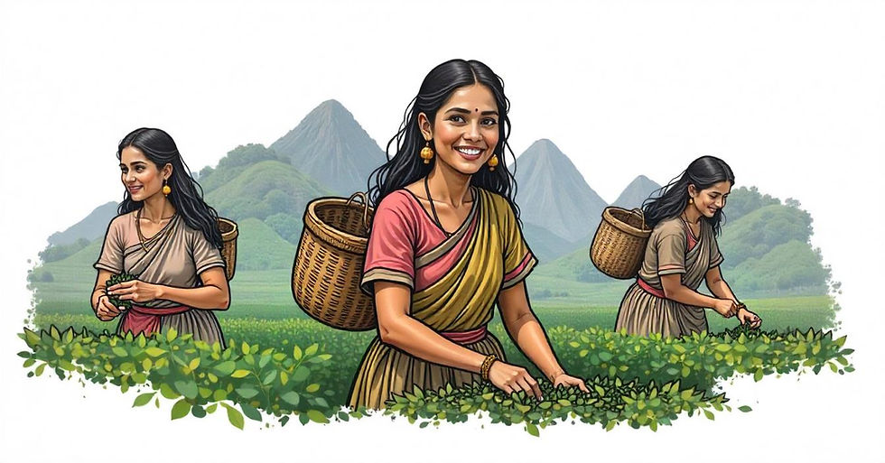 Sri Lankan tea worker, Plucking Ceylon tea leaves