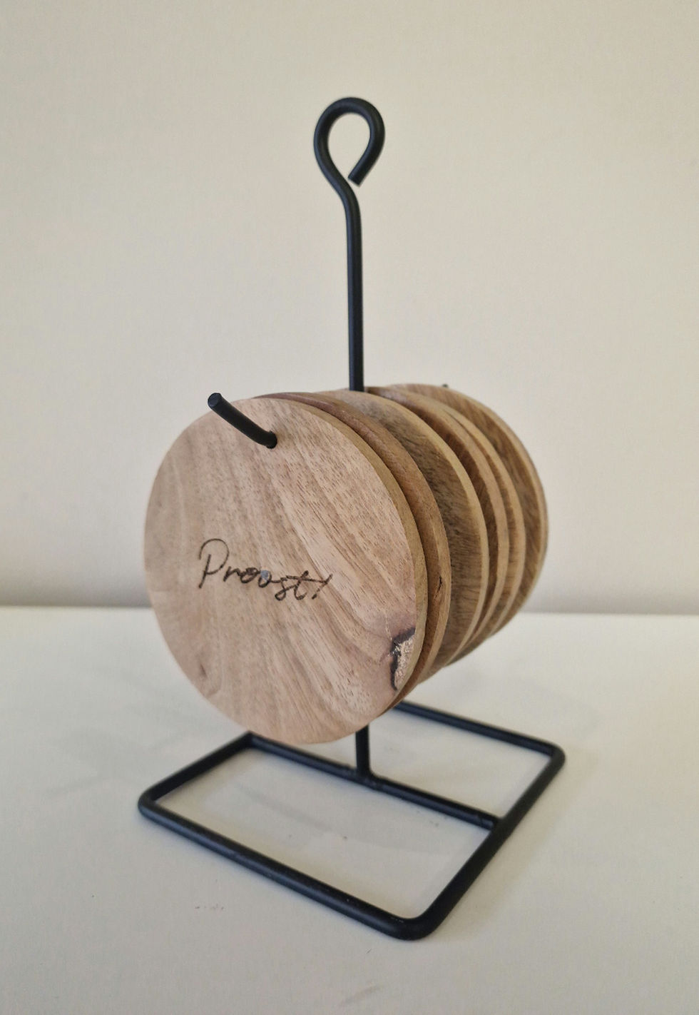 Thumbnail: Decoratie Houten onderzetters set met houder