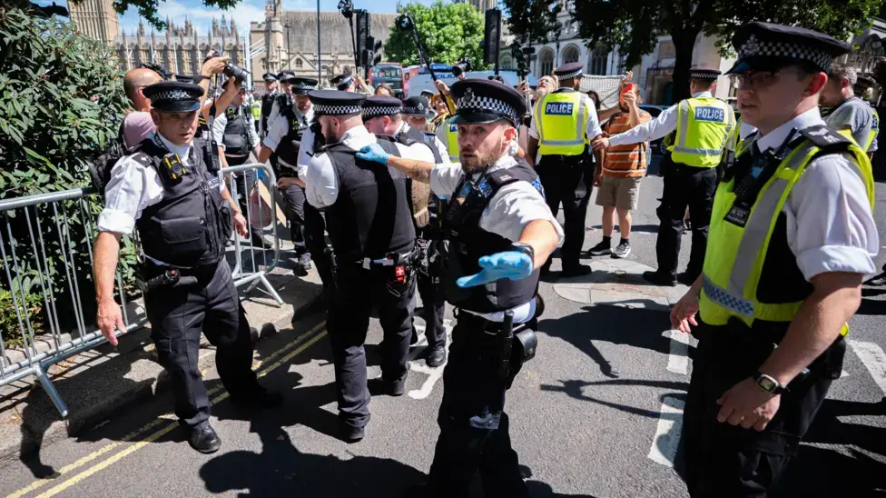 Over forty protestors have already been arrested on suspicion for showing support for a proscribed terrorist organisation further calling into effect the legitimacy and practicality of the ban. Image: PA Media