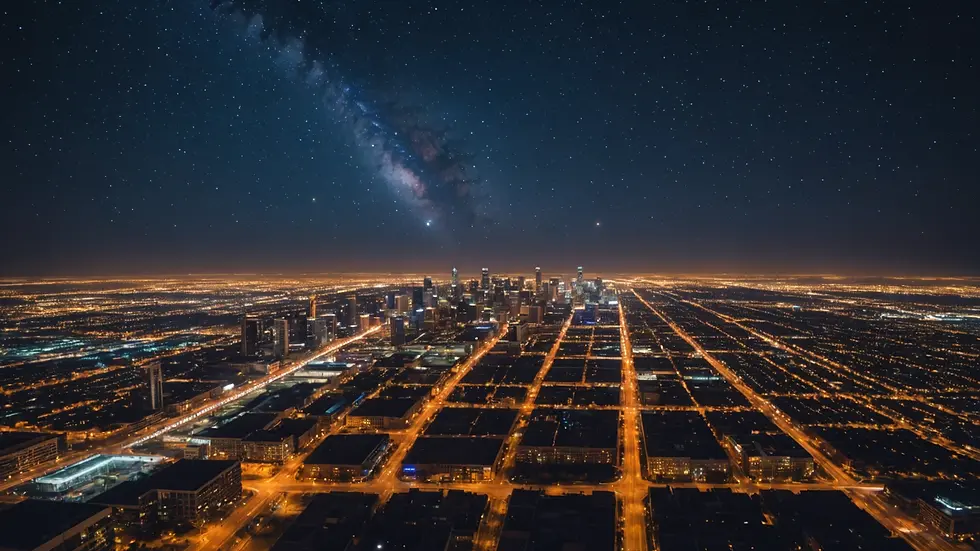 High angle view of a night sky filled with stars over the Phoenix skyline