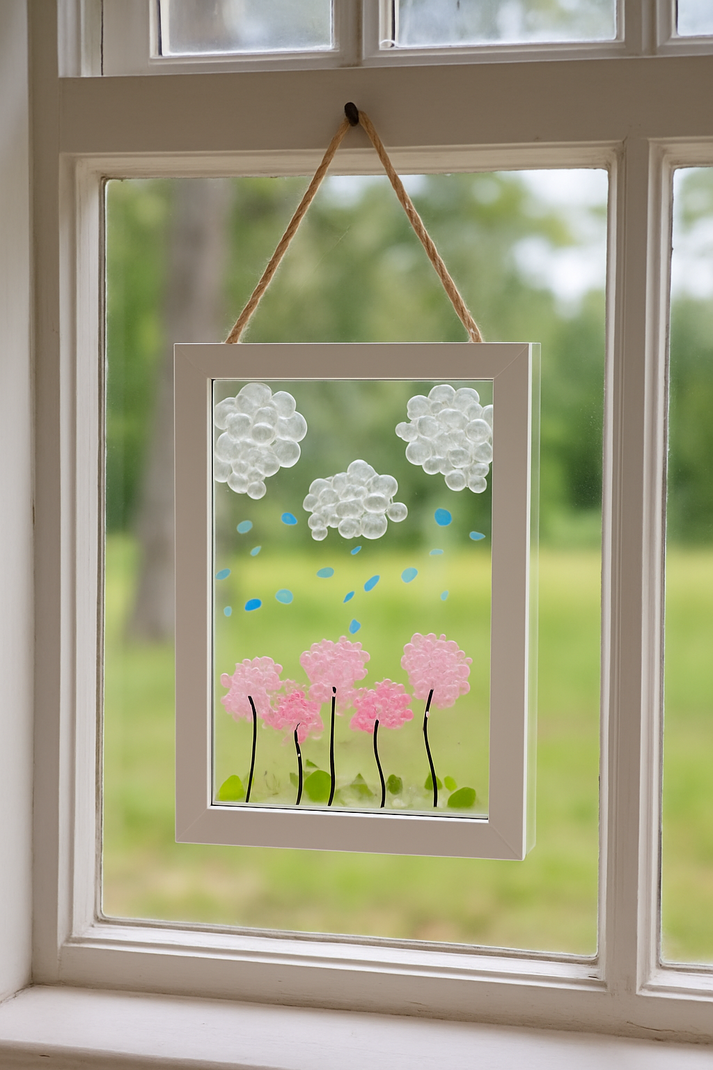 Cherry Blossom Rain Crushed Glass Light Catcher