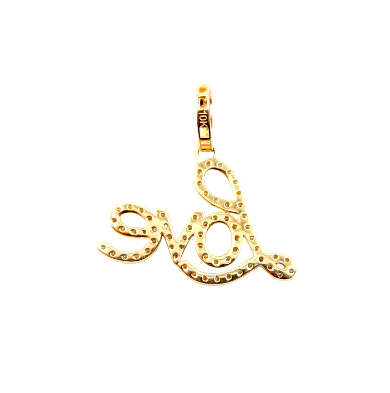 Thumbnail: 10KT Gold Love Pendant with Single Row Diamonds