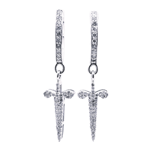 10KT Sword Shape Hoops with 0.50ctw diamonds | Iceman Nick