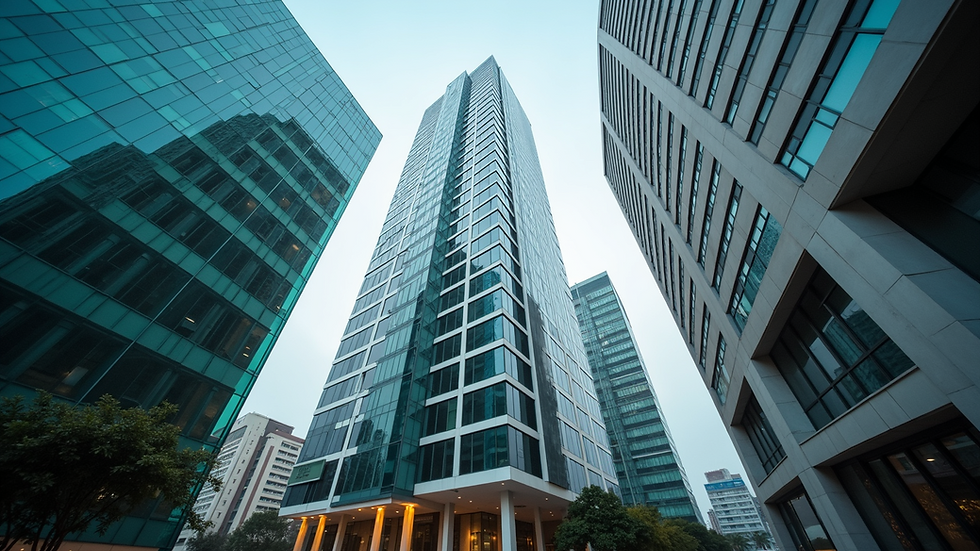 Eye-level view of a commercial office building in Gurgaon