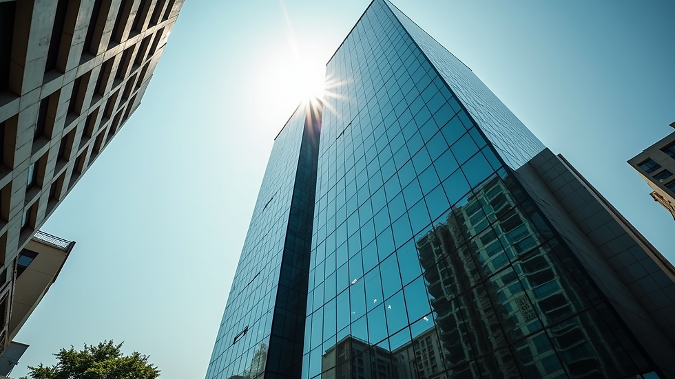 Eye-level view of a commercial office building in Gurgaon