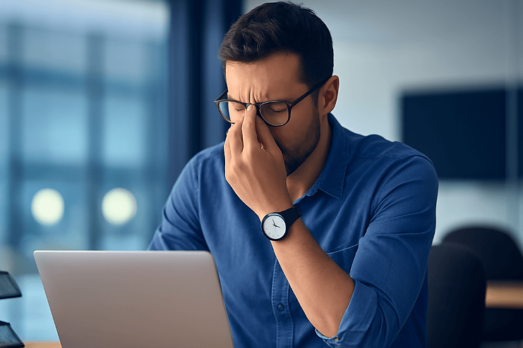 Mann im Stress und Burnout Symbol für Coaching in Köln und online