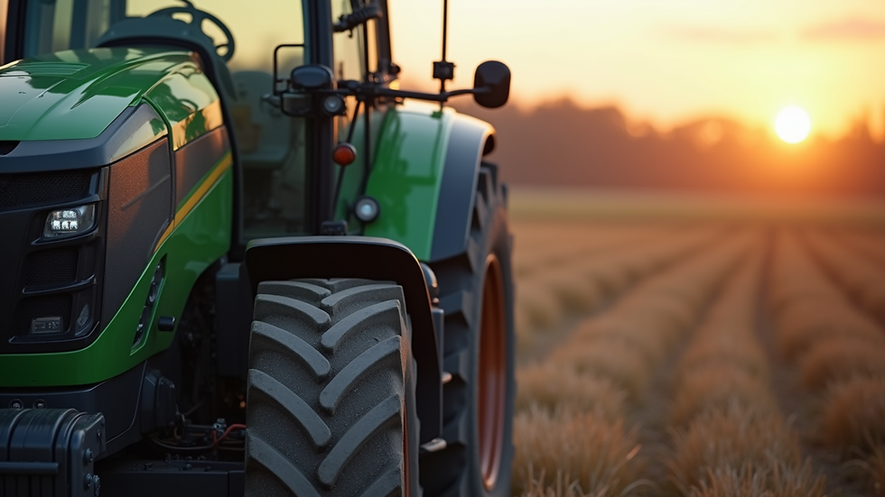 Close-up view of a modern tractor equipped with advanced technology