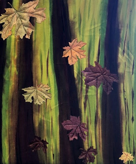 Silk Fusion leaves applied to hand dyed