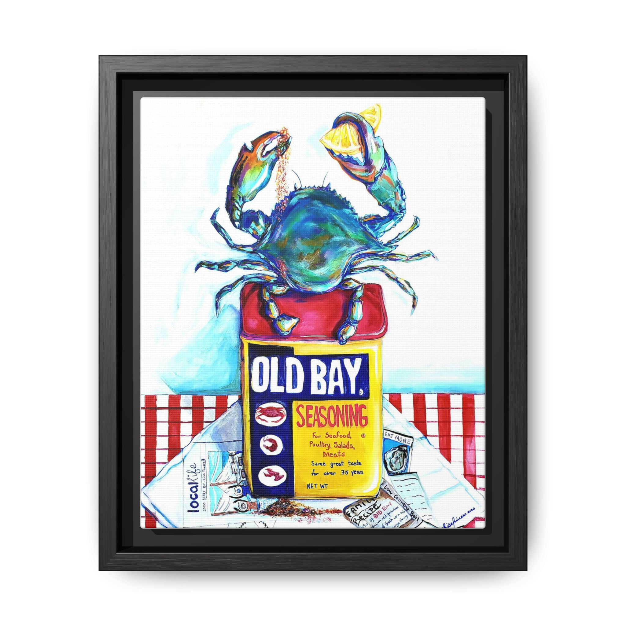 Old Bay Crab Art Print — Framed Matte Canvas Wall Art