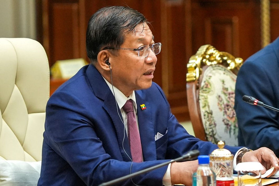 Myanmar regime leader Min Aung Hlaing speaks during a bilateral meeting with Cambodia's Senate President Hun Sen, in Phnom Penh, Cambodia, on Sept. 11, 2026. (Credit: Reuters)
