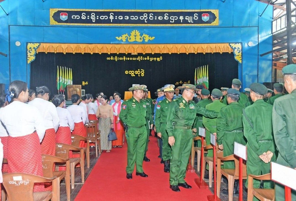 Deputy Commander-in-Chief Kyaw Swar Lin orders his troops to protect the Dawei Deepsea Port project during his visit to the Coastal Region Military Command in Myeik Township, Tanintharyi Region, on June 24. (Credit: Pro-regime media)